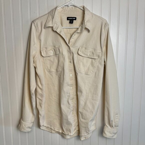 Lands' End ivory button down shacket long sleeve size XL tall G19 - Picture 1 of 4